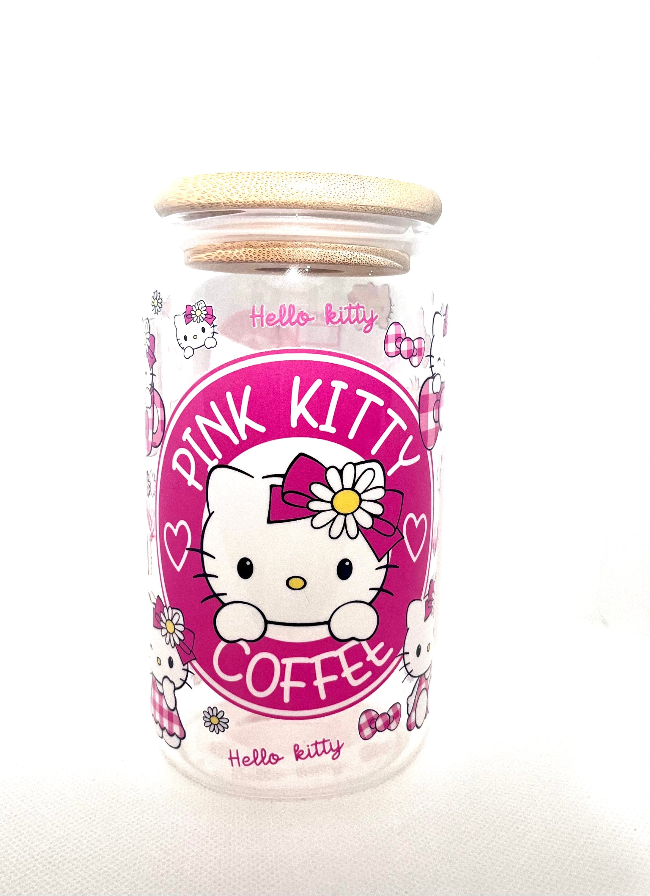 hello kitty face glass cup