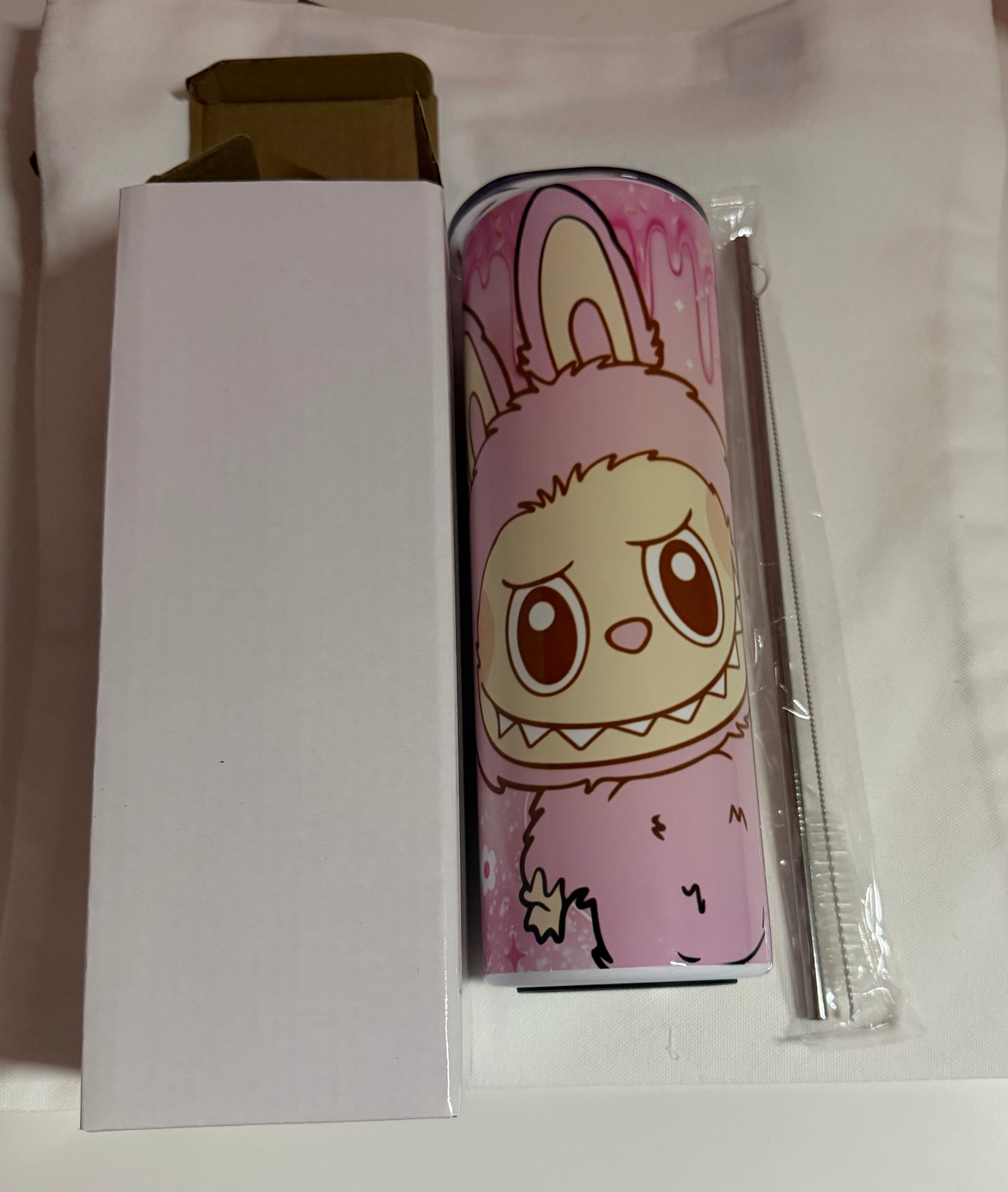 Labubu pink face tumbler